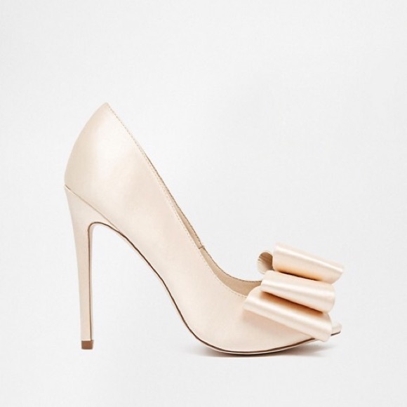 ASOS nude peep toe bow heels . Sz.8 - Picture 2 of 8